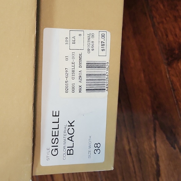 MAX AZRIA - Giselle Black Leather Wedge Ankle Strap Sandals Size 38 - Picture 6 of 7